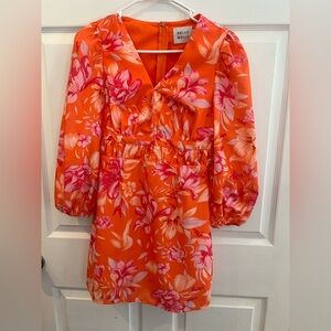 Hello Molly Vibrant Floral Dress - Orange and Pink sz xs